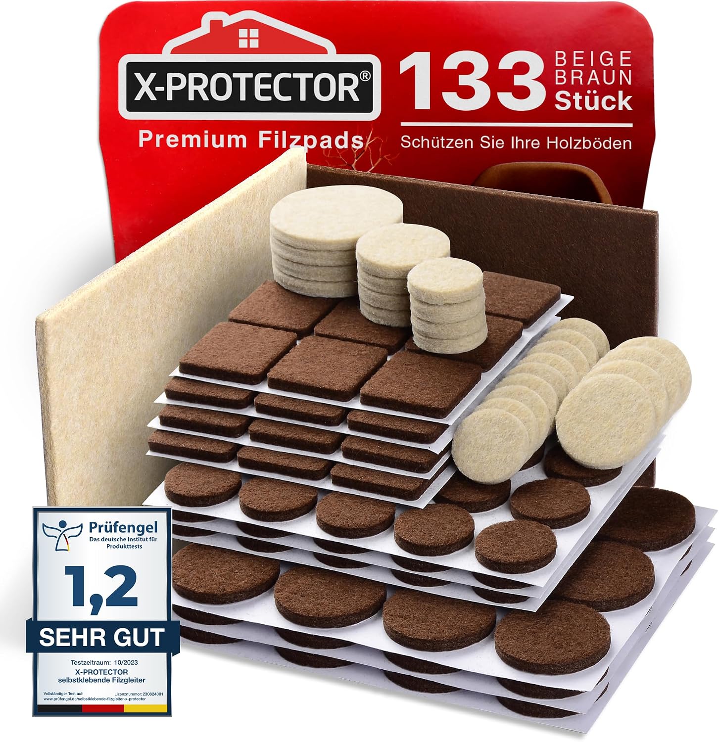 X-PROTECTOR Filzgleiter Selbstklebend Schwarz - 235 Stück Großpackung