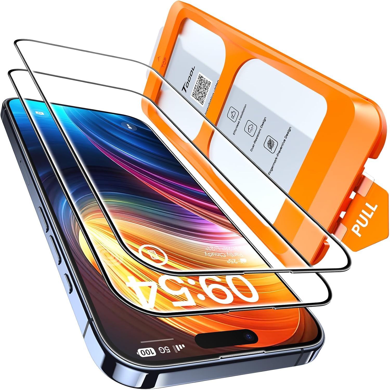 TOCOL für iPhone 18 Pro für Panzerglas Sichtschutz, Einfache Montage