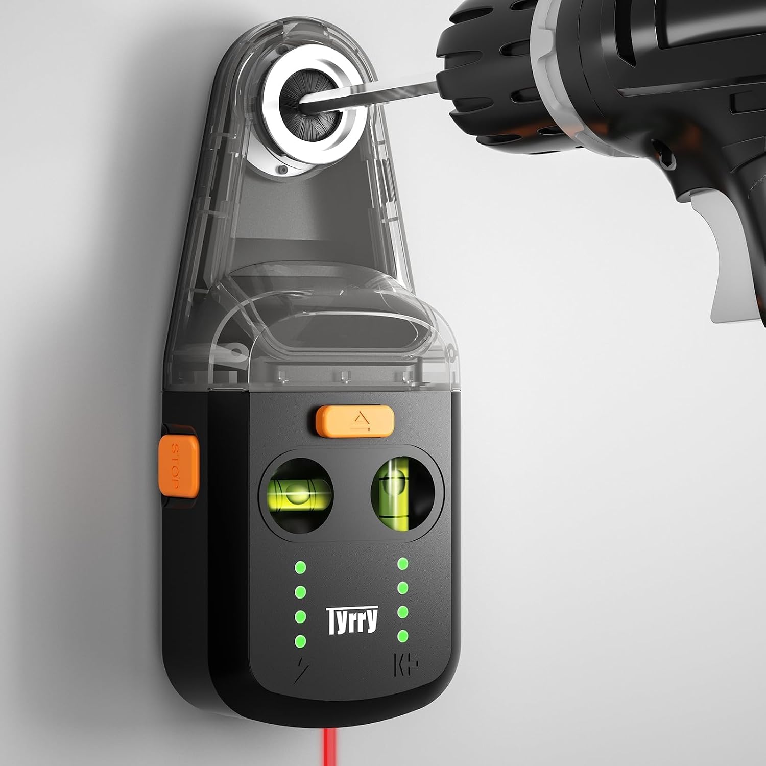 4-in-1 Laser Wasserwaage mit Kreuzwasserwaage, Bohrstaubfänger, Wandhalterung, Elektronischem Vakuum-Saugnapf, Nivellierwerkzeug Perfekt zum Aufhängen von Bildern, Malen und Heimrenovierungen