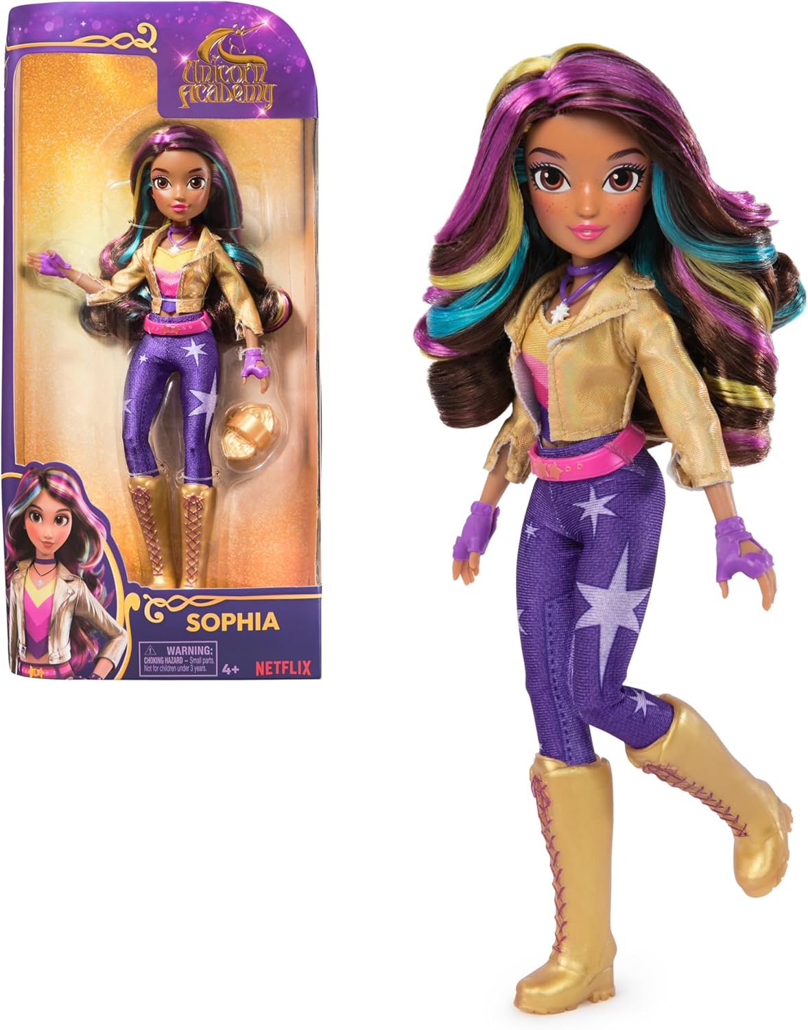Unicorn Academy Ankleidepuppe Sophia - die Originalpuppe zur beliebten Netflix-Serie, 24 cm groß und mit 6 Accessoires für fantasievolles Rollenspiel, für Kinder ab 4 Jahren