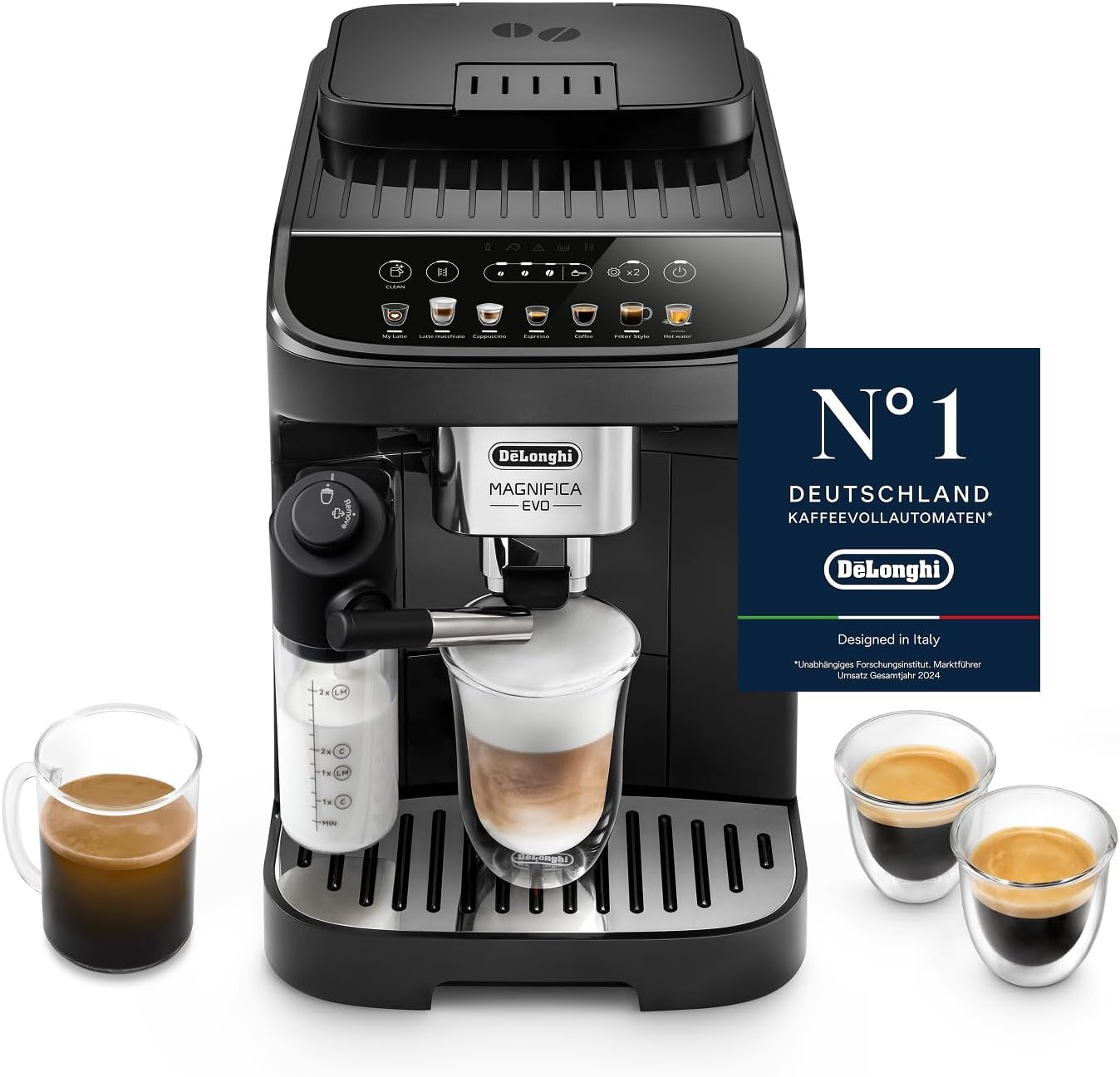 De'Longhi Magnifica Evo - Kaffeevollautomat 7 Getränke Silber-Schwarz