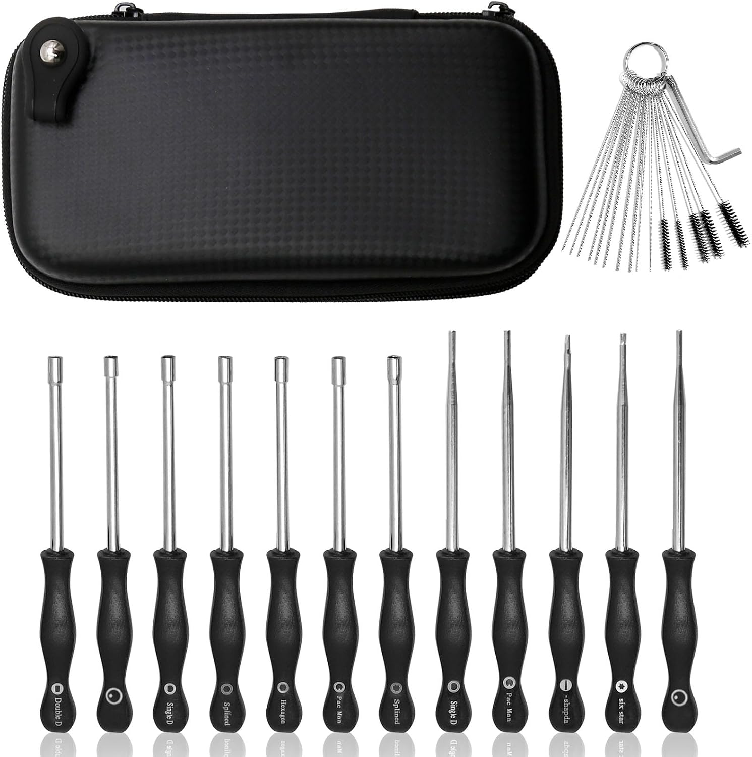Hoypeyfiy 12-teiliges Vergaser-Einstellwerkzeug-Set, Schraubendreher mit Bürste für gängige 2-Takt-Vergaser, Tune-Up-Einstellwerkzeug, Kleiner Motor