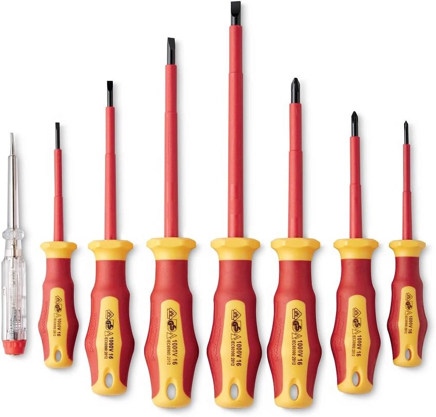 Workzone 8 Stück isoliert 1000 V VDE Pozi (PZ) & Schlitz-Schraubendreher Set iec60900