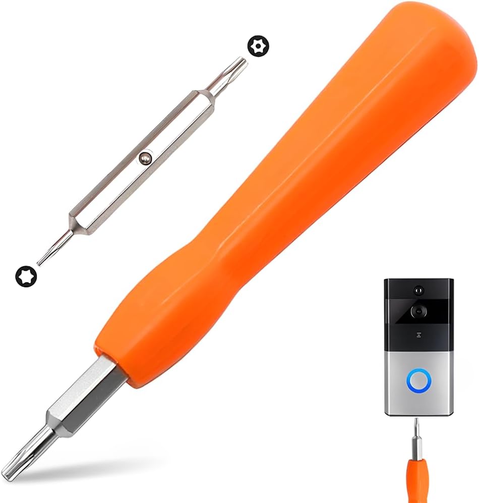 Türklingel-Schraubendreher-Ersatz mit Doppelseitigem T6 T15 Schraubendreher-Bit-Set für Batteriewechsel, Passen für Video-Türklingel, Video-Türklingel 2 und Pro und Elite (Orange)