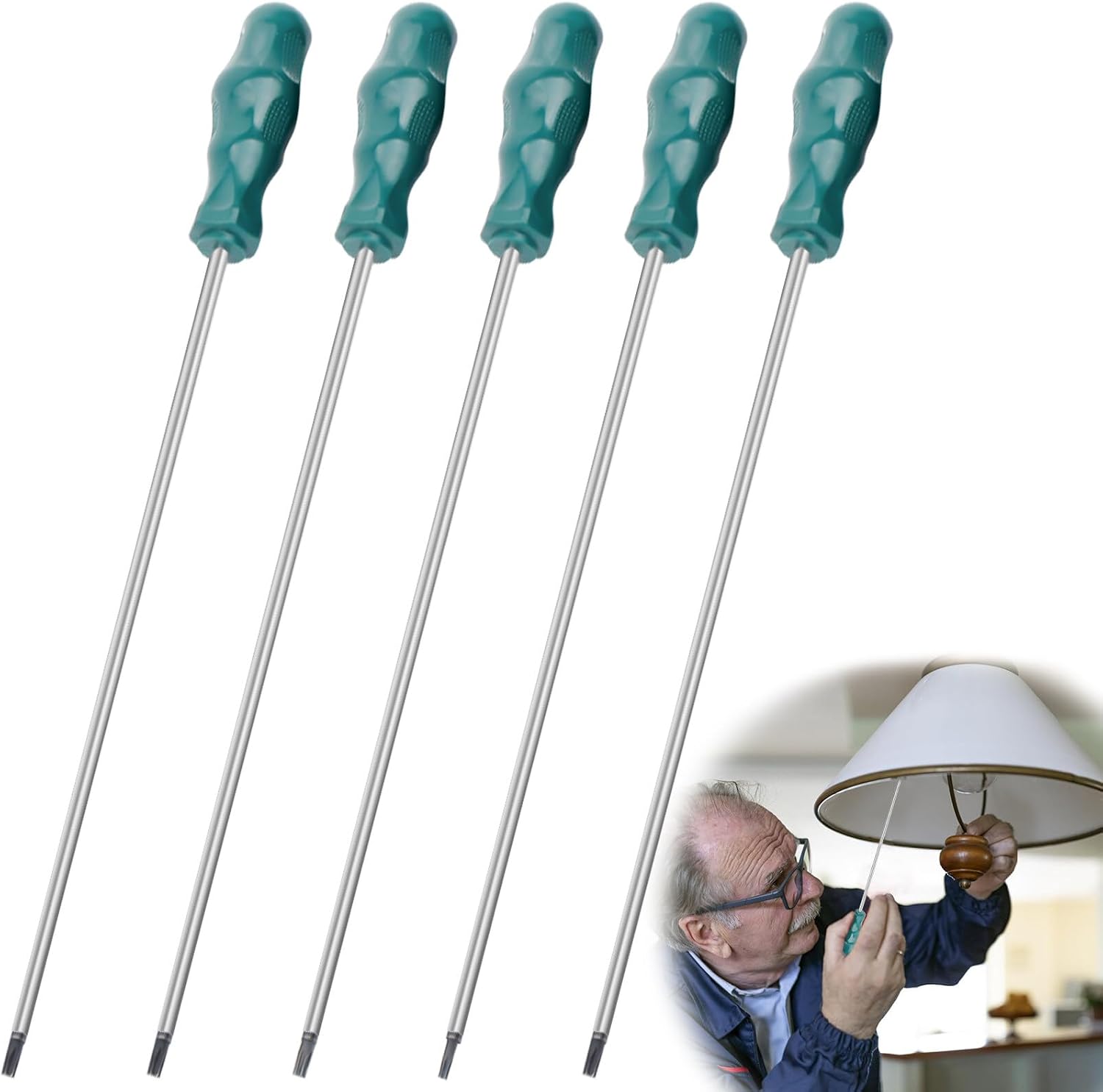 Schraubendreher Set: 5-Teiliges Magnetischer Schraubenzieher Satz Extra Lang Torx Schraubendreher Set Profi Schraubenzieher Set T15, T20, T25, T27, T30, Stern Kopf