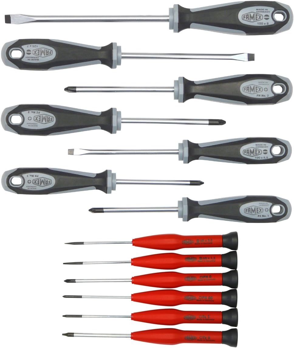 Famex Werkzeug 7746-13 Sparset Schraubendreher für Werkstatt Elektronik/Feinmechanik, 13-teilig