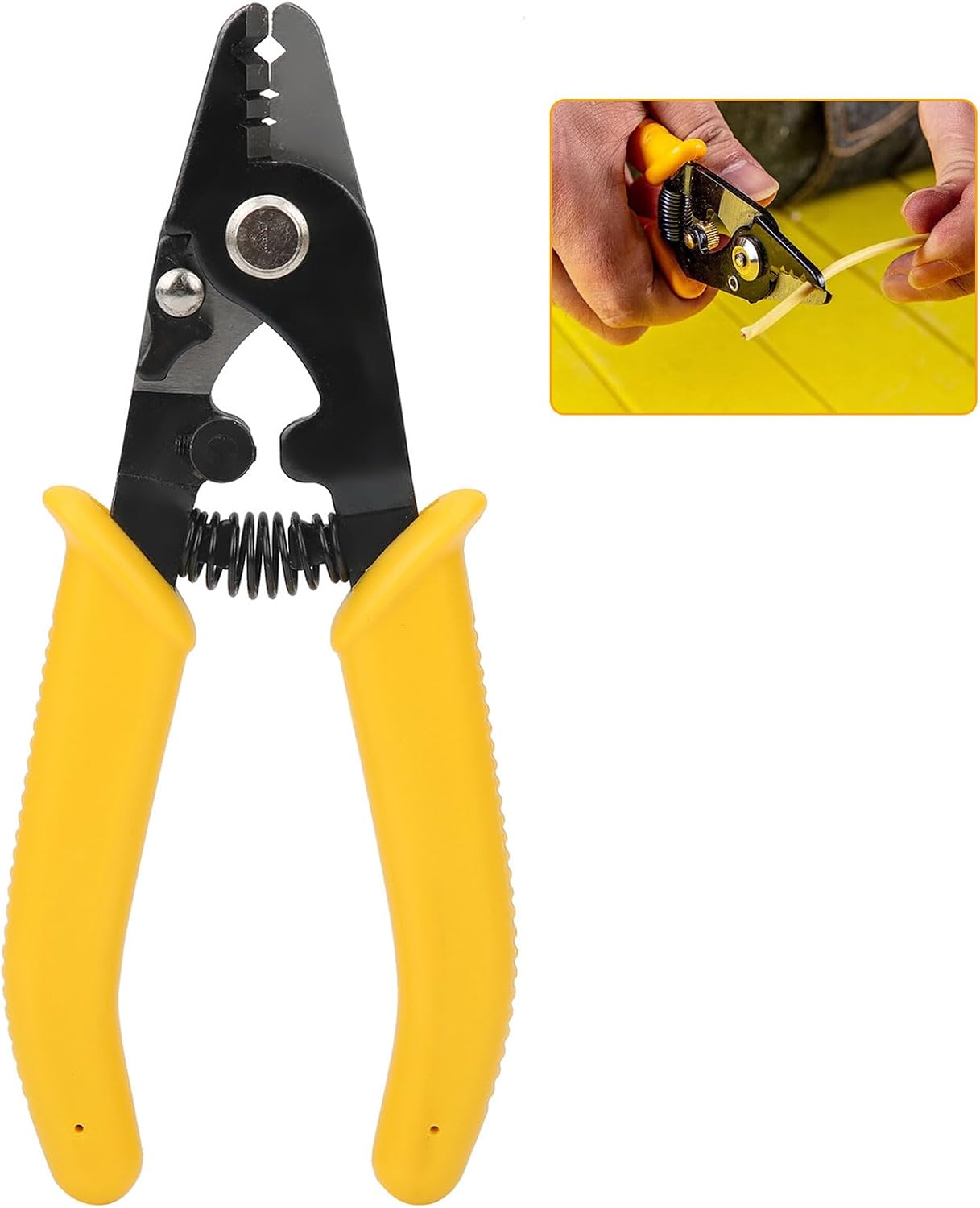 3 Löcher Glasfaser Kabel Abisolierzange mit PVC-Griff, LWL-Abisolierzange Werkzeug, LWL-Zange Hohe Härte, Schneidwerkzeuge Glätter Bieger, Abisolierzangen und Schneidzange 15.2 cm Länge