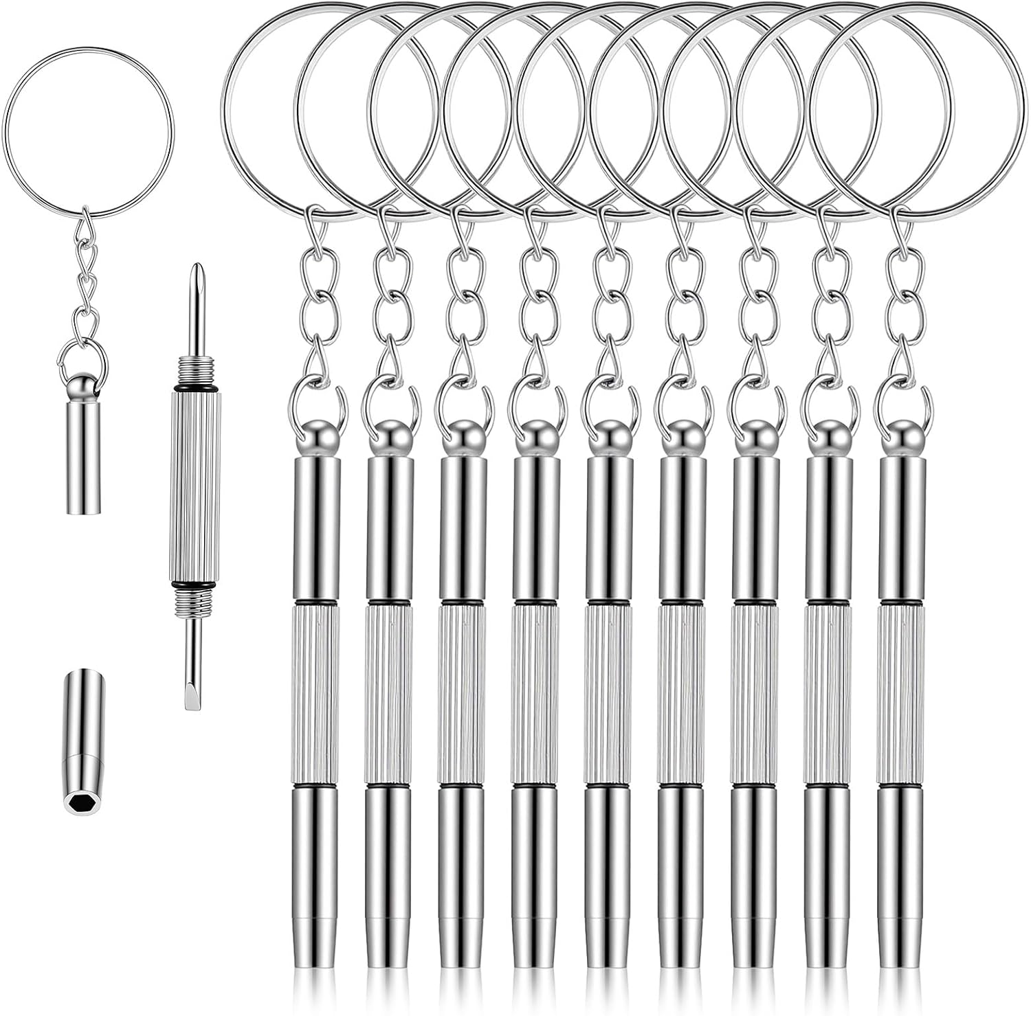 Präzisions-Schraubendreher-Reparaturset für Brillen, 3-in-1-Mini-Schraubendreher-Set, 10-teiliges Set aus Edelstahl-Mini-Schraubendrehern für Brillen, Schlitz, Kreuz und Innensechskantschraubendreher