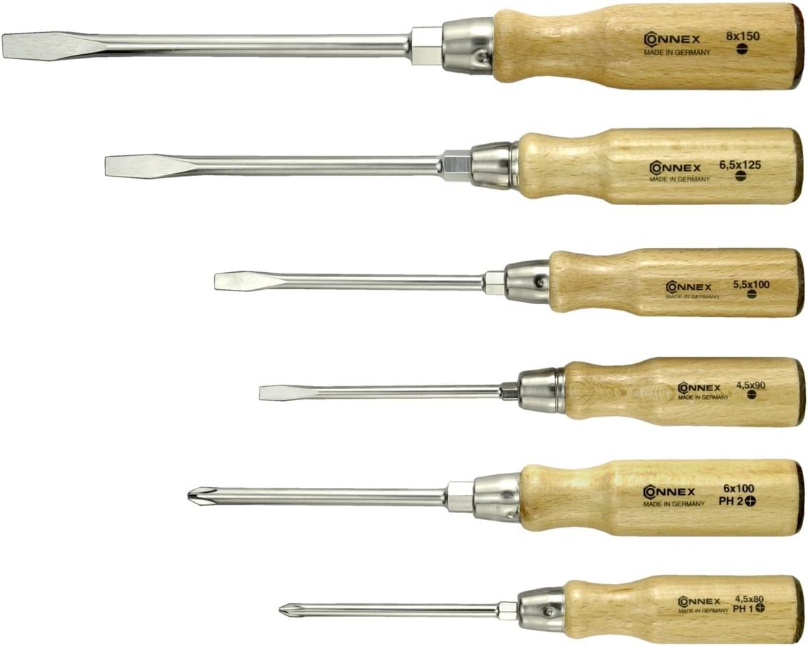 Connex COX321206 Schraubendreher-Satz, Holz-Griff, 6-teilig