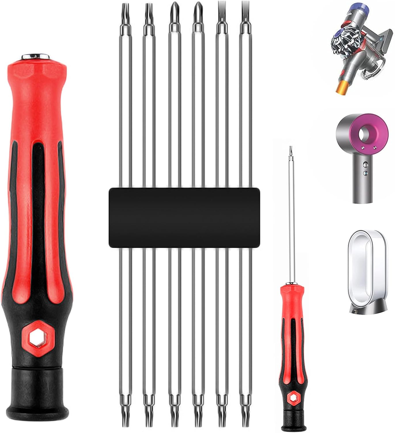 6 in 1 Schraubendreher Set für Haartrockner für Dyson V6 V7 V8 V10 V11 V15 DC24 DC40 DC41 DC50 Staubsauger, Schlitz, Kreuzschlitz, Torx Schraubendreher Set, Wartung Demontage Zubehör