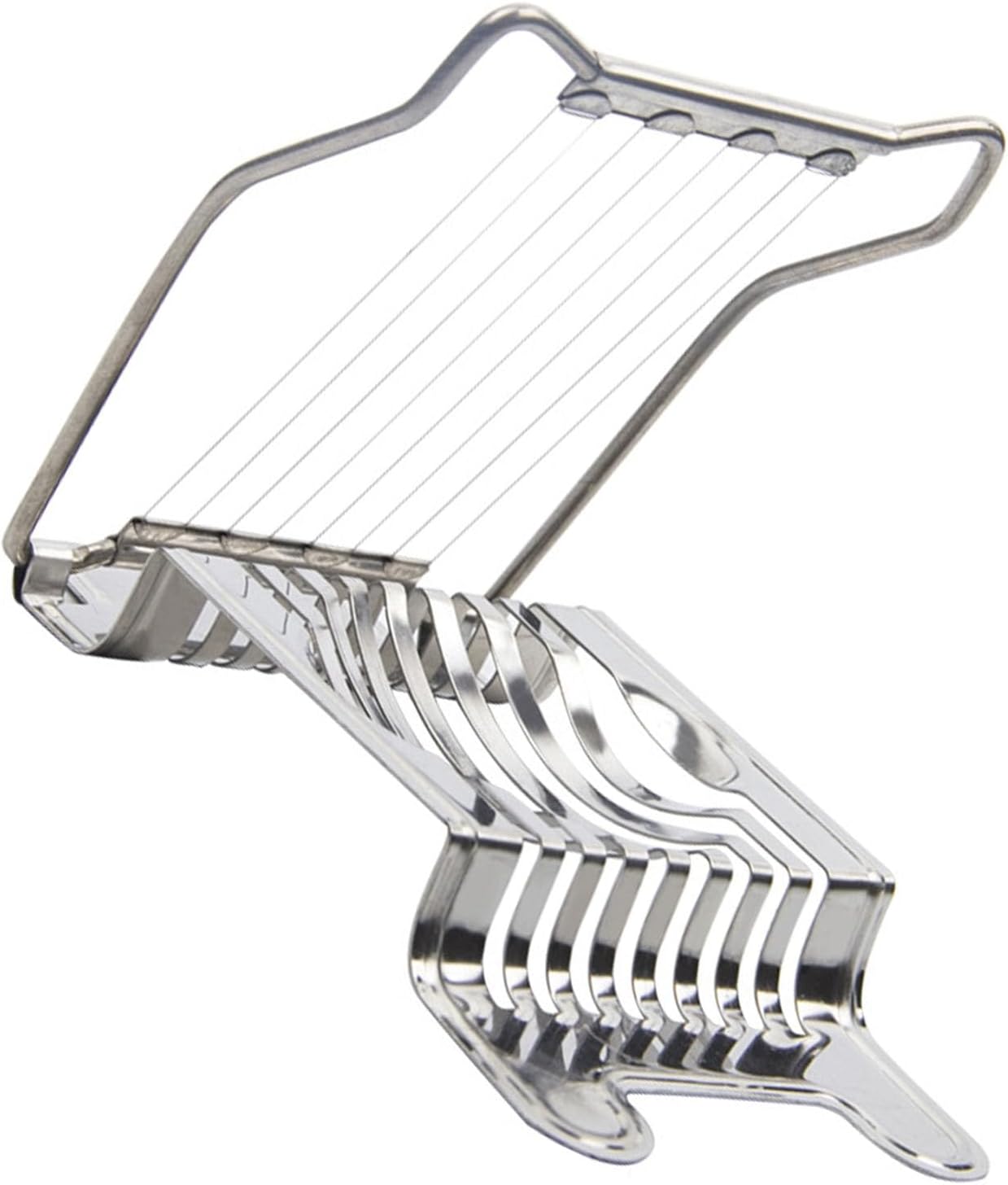 Edelstahl von stabilen Eierschneidern für einfaches Schneiden von gekochten Eiern und von Obst für Erwachsene und (gerändeltes Messer)