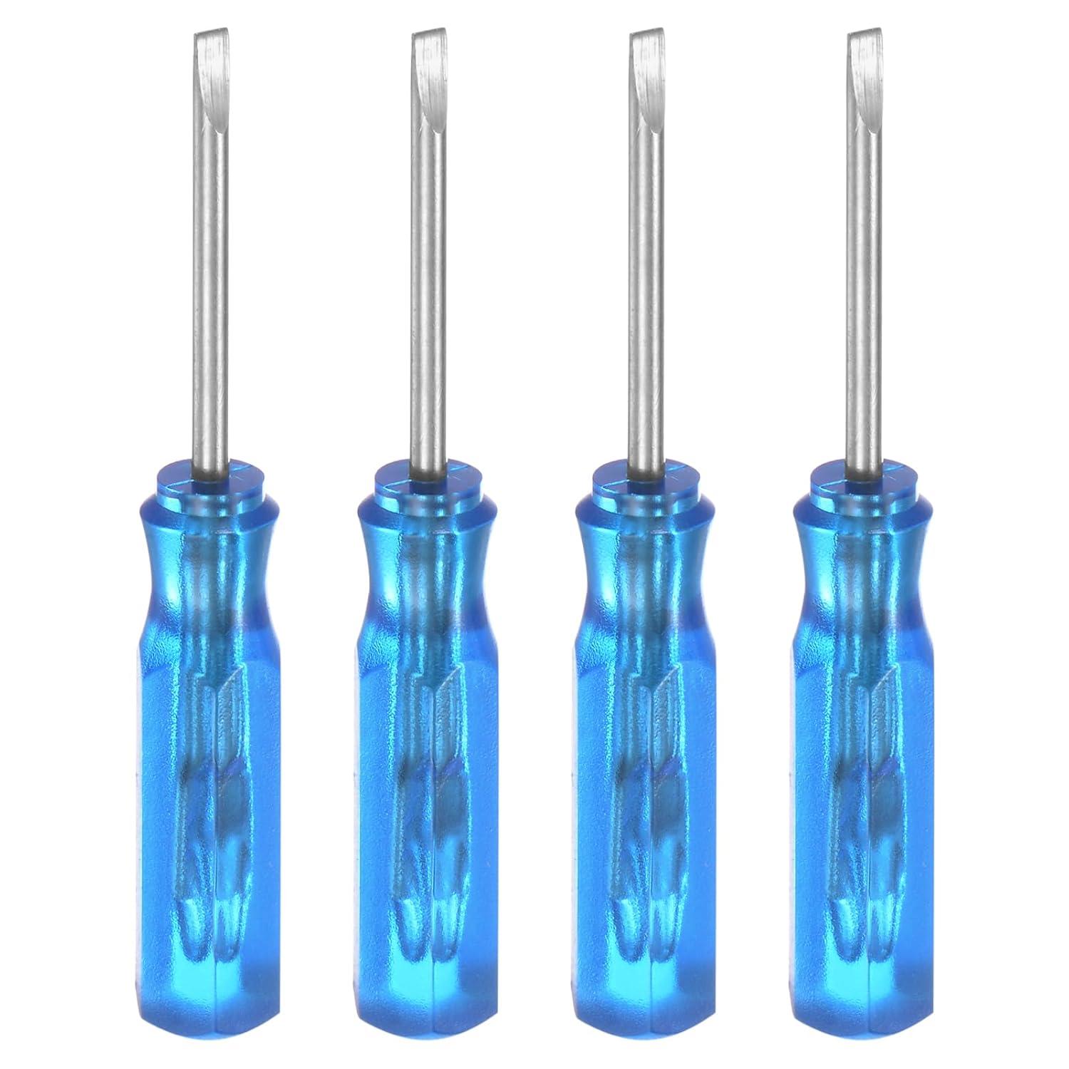 QUARKZMAN 4 Stück SL1.5 Mini Schlitzschraubendreher Set Kleine Schraubenzieher Set 1.5mm Magnetisch Schlitzkopf 45mm Länge Feinmechaniker Schraubendreher Set für Reparatur Werkzeug Set, Blau