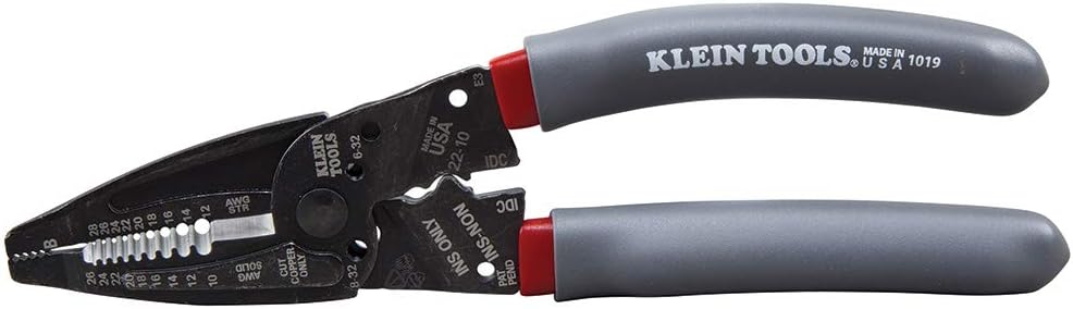 Klein Tools 1019 Klein-Kurve Abisolierzange mit Schneider und Crimper, 197 mm | Vier Crimpfunktionen | Verstärkter Kopf | Massiv ca. 0,13–5,26 mm², mehrdrähtig ca. 0,08–3,31 mm²