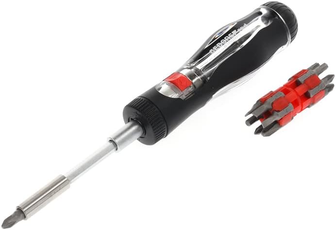 GEDORE red Schraubendreher Ratsche mit Bitmagazin, 1/4'' 6,3 mm 6-kant, Teleskopklinge, Schraubenzieher umschaltbar, R38920000