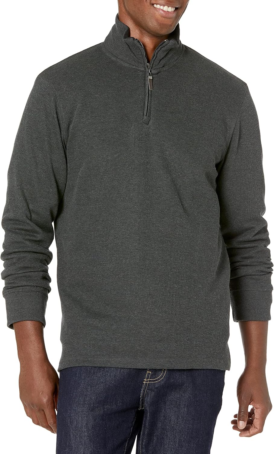 Amazon Essentials Herren Troyer Pullover mit Viertelreißverschluss aus Rippstrick
