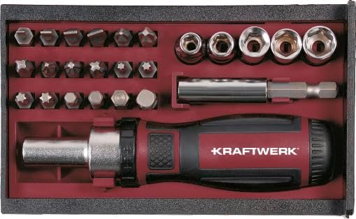 KRAFTWERK Bit Set mit Ratschenschraubendreher 25-tlg. | inkl. Steckschlüssel 1/4", & Bohrmaschinenadapter | KRAFTWERK Mini Werkzeug Set Art. Nr.: 306.378.003