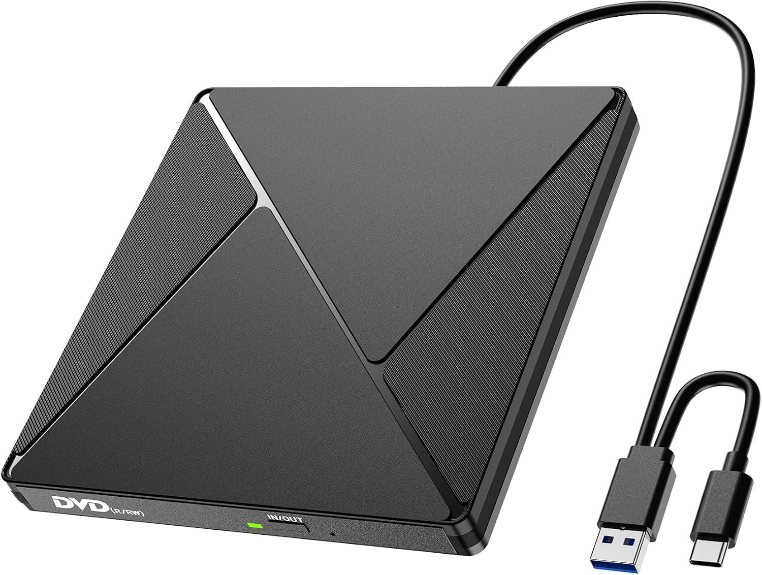 Externes CD Laufwerk USB 3.0 USBC, DVD Laufwerk Extern mit SD/TF-Kartenleser und 2 USBA Anschluss, Portable RW DVDCD Brenner Extern für Laptop, Desktop, MacBook, iMac, Win 10/8/7/XP/Linux/MacOS