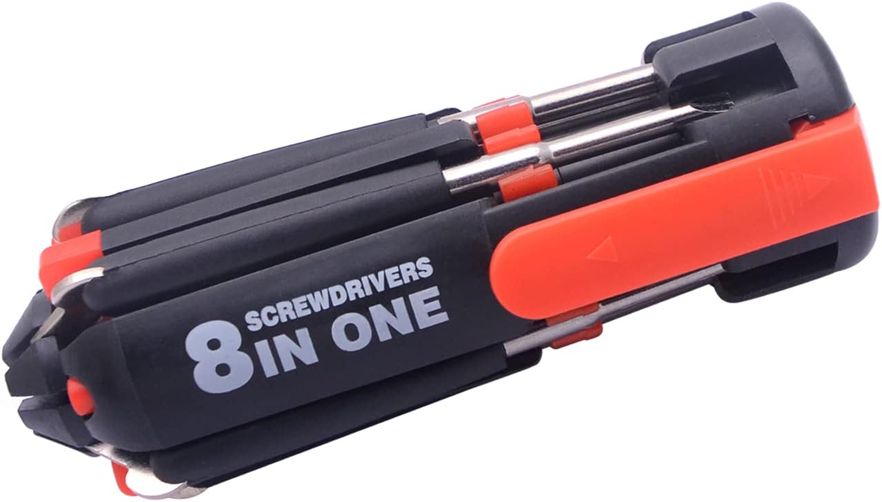 8 in 1 Multifunktions-Schraubendreher-Werkzeug-Set mit LED-Taschenlampe für Heimwerkerwartung, Zuhause, Küche, Nachtarbeit Reparatur und mehr