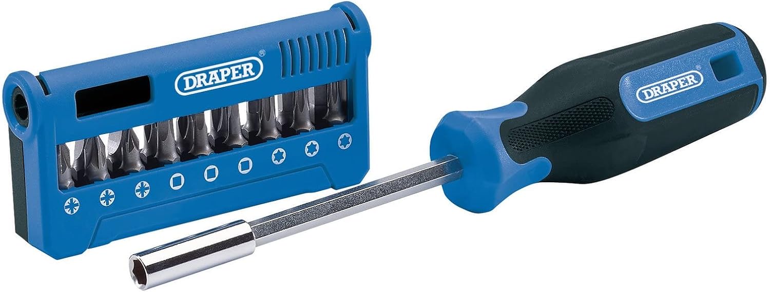 Draper 04497 Schraubendreher- und Bit-Set (19-teilig), blau und schwarz, Einheitsgröße