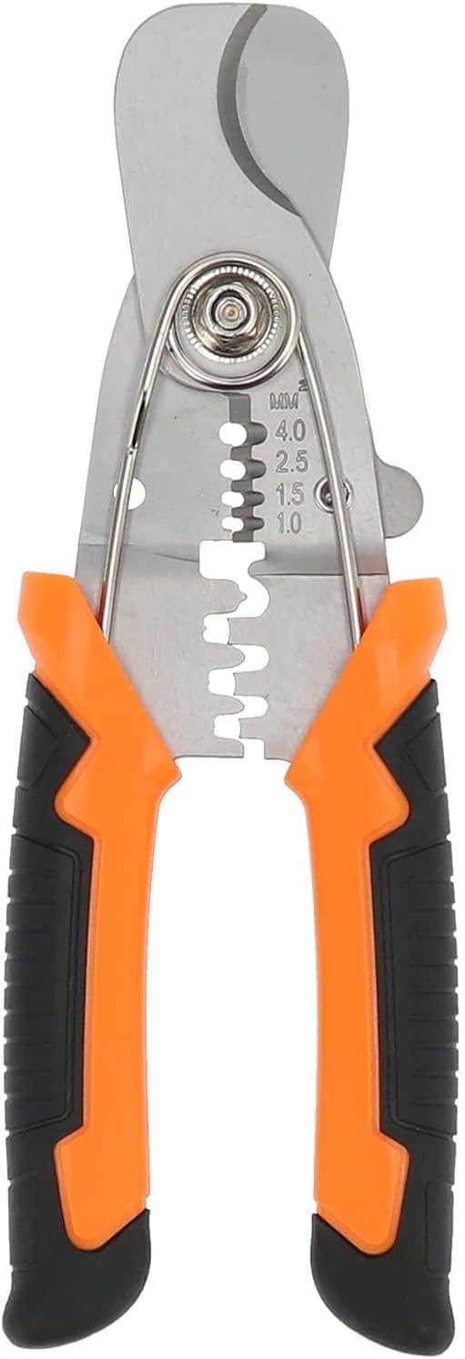 175 Mm Edelstahl-Crimpzange, Kabelschneider, Elektriker-Drahtschere Zum Abisolieren von 12 Bis 18 Mm², mit Verriegelungsgriff, Ergonomischer Griff für Heimverkabelung, Kabelreparatur,