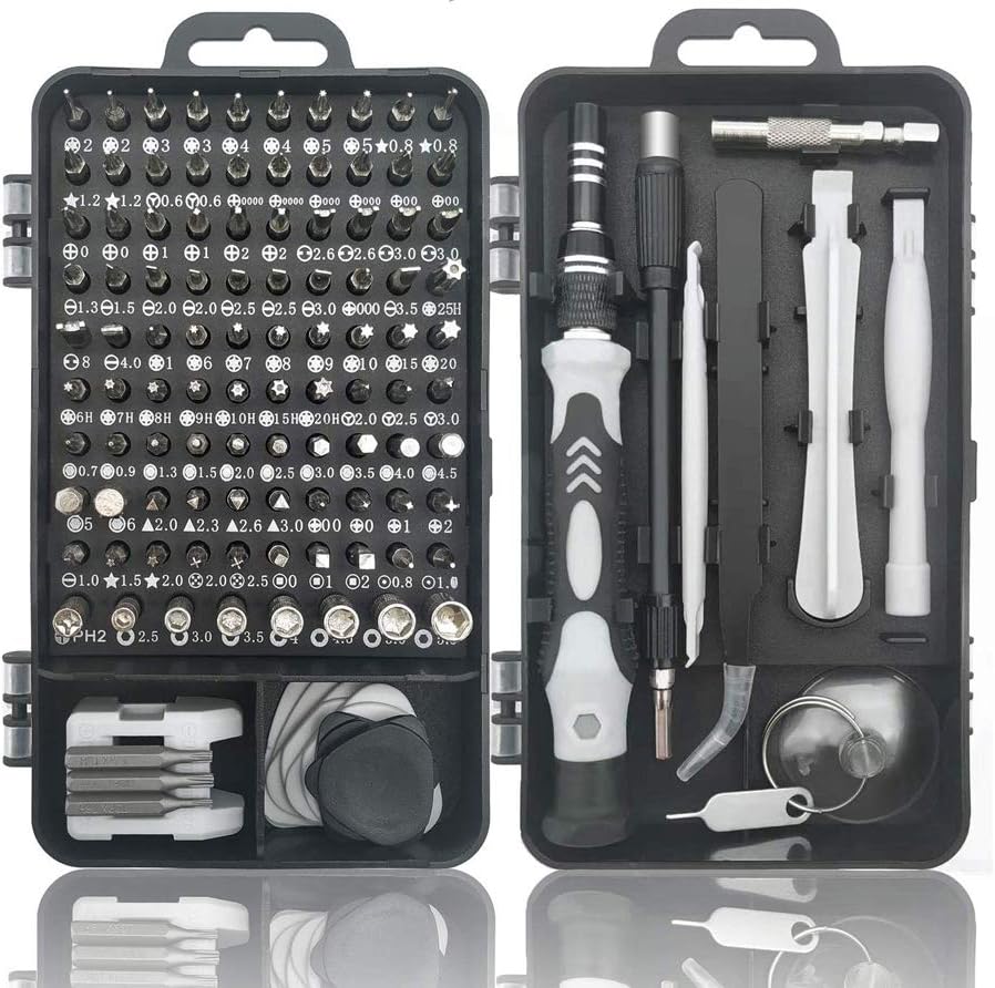 115 in 1 Elektronik-Präzisions-Schraubendreher-Set mit tragbarer Tasche kompatibel für Computer, Handy, PC, iPhone, SchoÃŸ, Schwarz