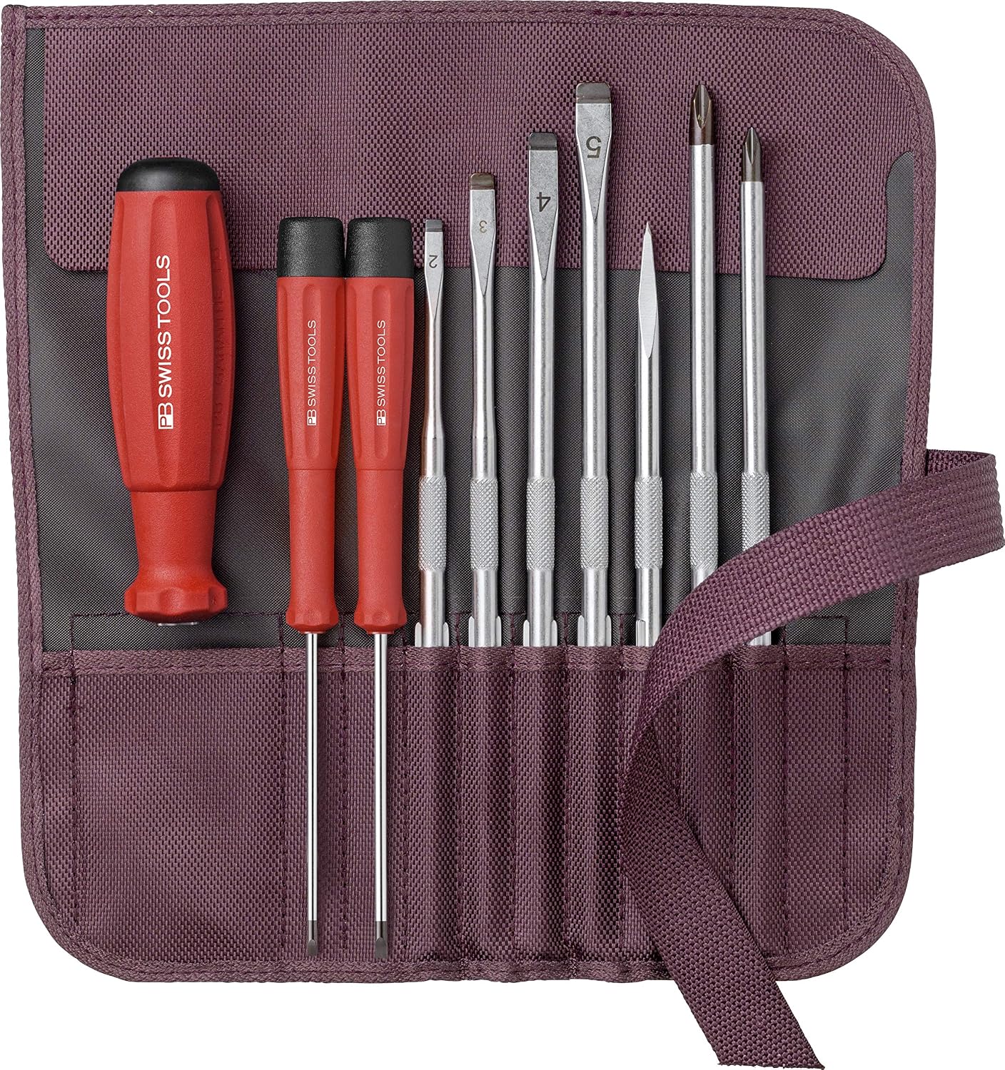 PB Swiss Tools Schraubenzieher Set Kreuzschlitz Schlitz Ahle, 8218.BK CBB