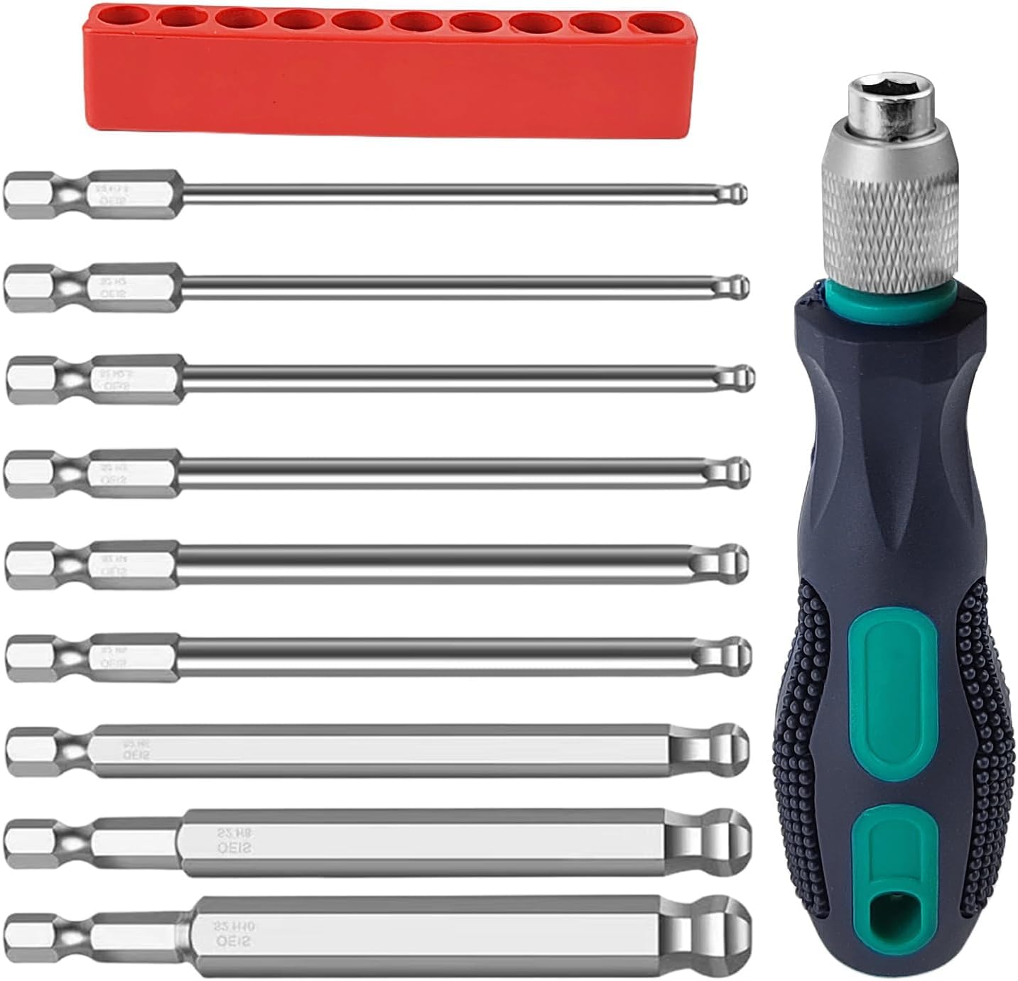 9-teiliges Kugelkopf Sechskant Bit Set, 100 mm, mit Griff