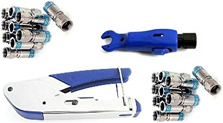 Cabelcon SET bestehend aus Kompressionszange Pocket Tool + Cable Stripper + 20 Stück Kompressions-F-Stecker (20 Stk CX3 7.0 QM + Stripper blau)