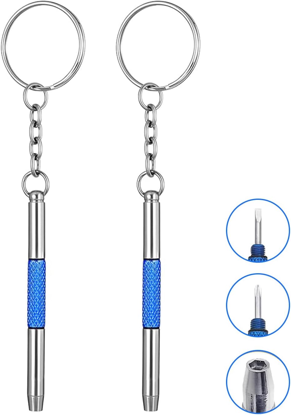 Mini Brillen Schraubendreher, 3 in 1 Edelstahl Screwdriver Brillen Reparatur Set, Brillenwerkzeug Set Klein mit Schlüsselbund Tragbarer Schraubendreher für brillen, Schmuck und Uhren Reparat (2)