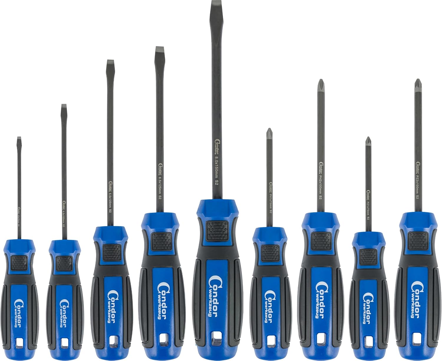 Condor Werkzeug 11901 | Schraubendreher-Satz | 7-tlg. | T-Profil > 100 mm in SW T10 - T15 - T20 - T25 - T27 - T30 - T40