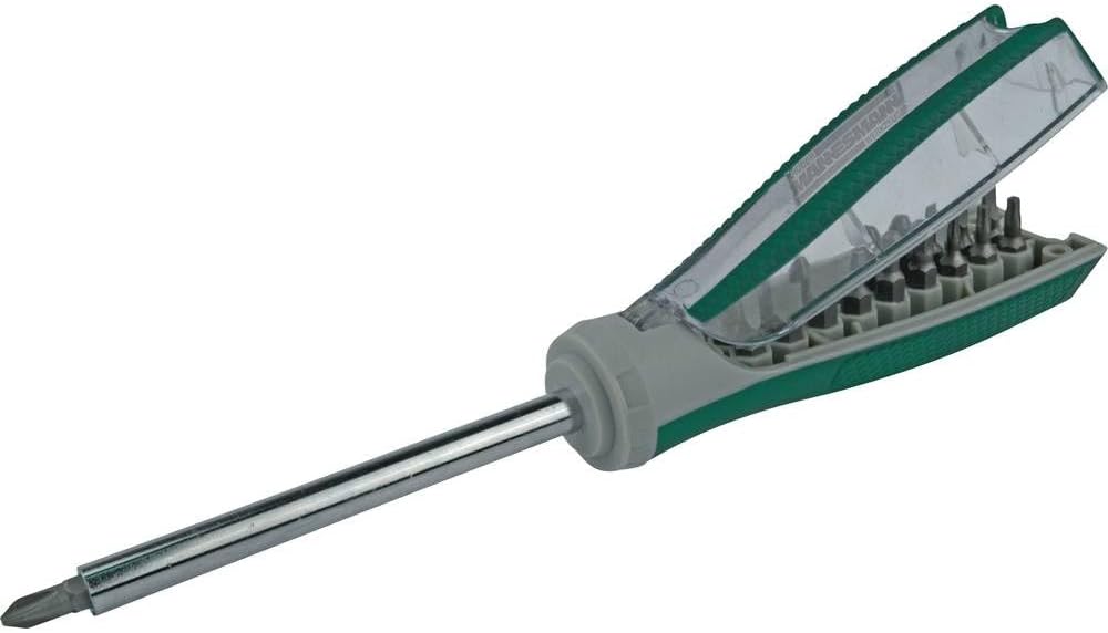 Brüder Mannesmann Bitschraubendreher-Set, isoliert, mit Bit-Depot, magnetisch, ergonomischer Griff, Profiqualität, für Heimwerker, Möbelmontage, Reparaturen etc., inkl. 18 Bits | M29840