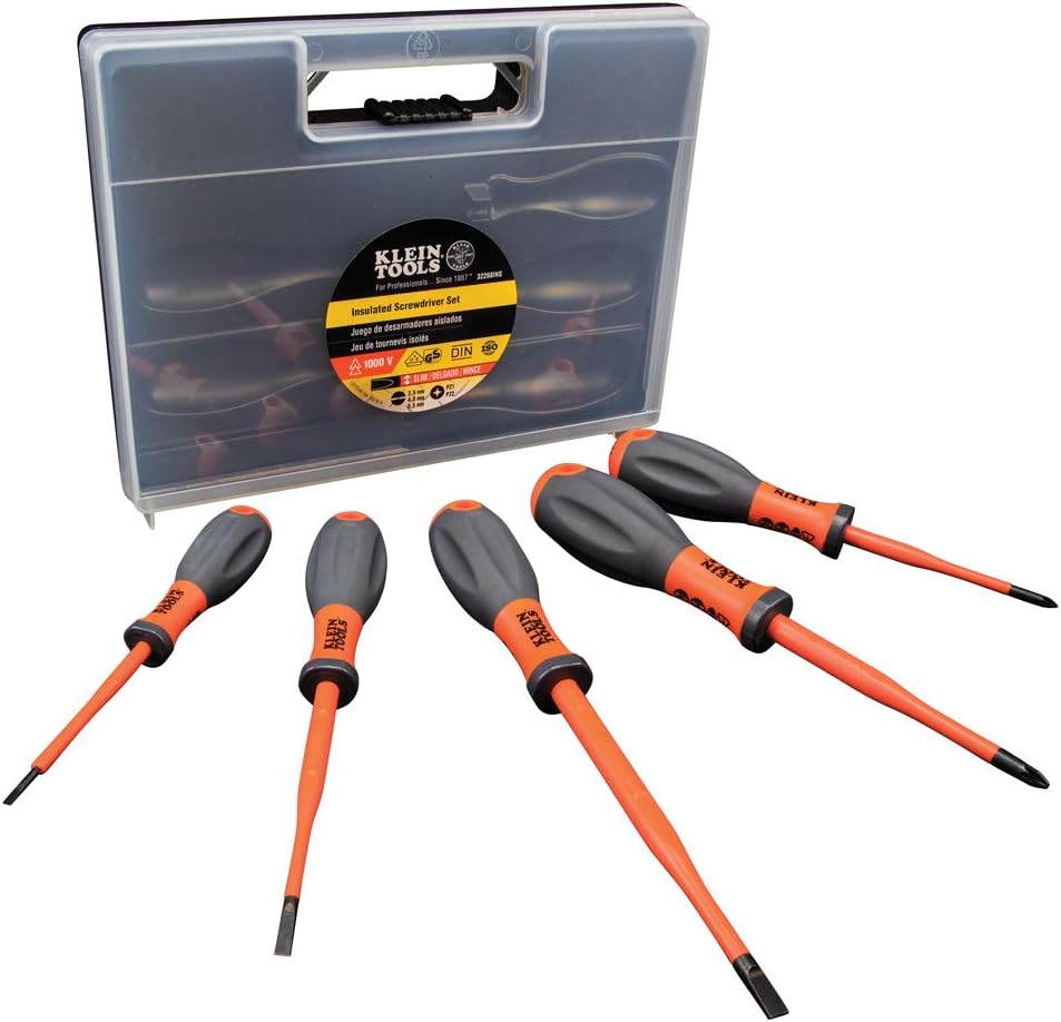 VDE Isoliertes Schraubendreher-Set, 5-teilig, mit ergonomischen Griffen, VDE-geprüft, Klein Tools 32268INS, Orange