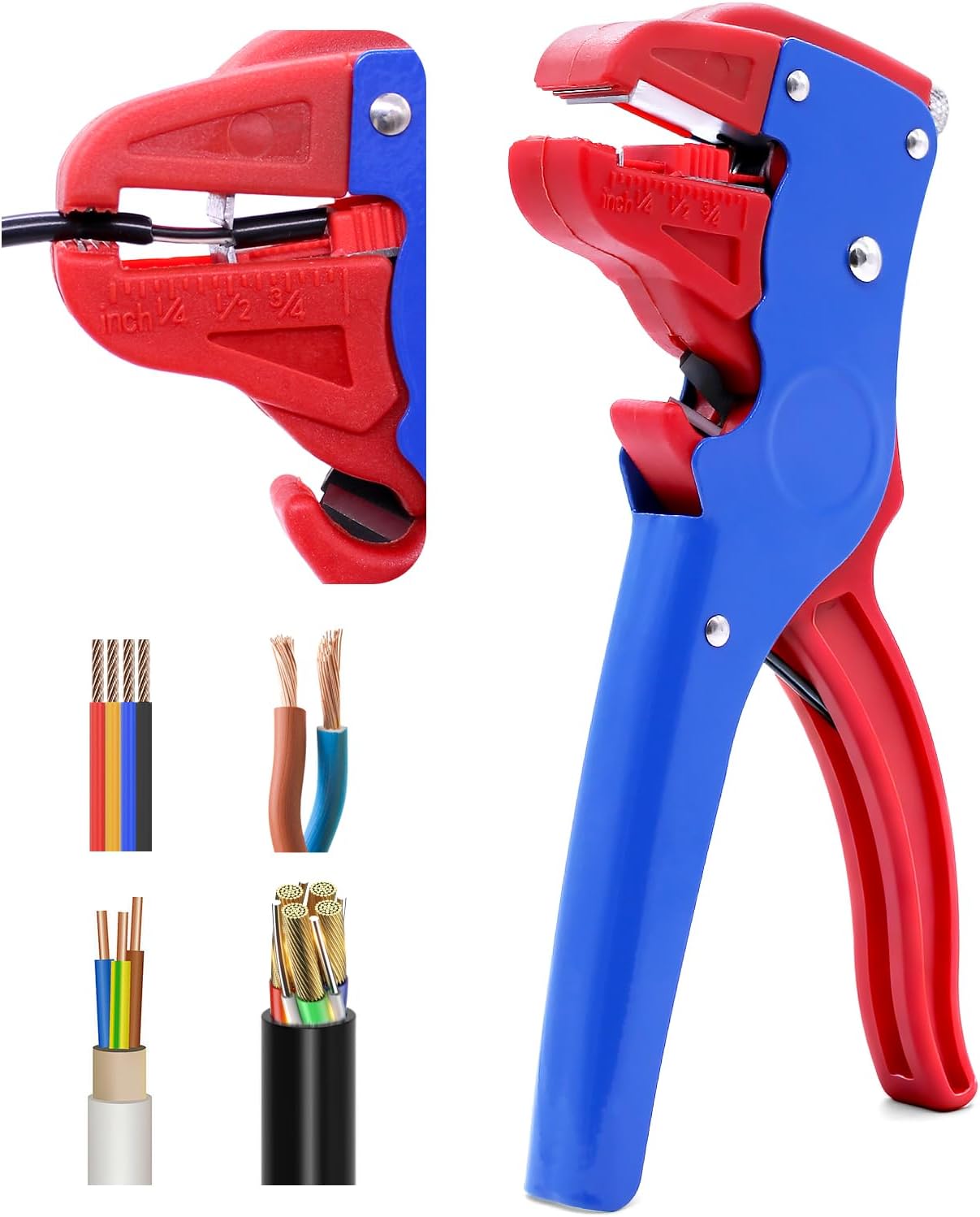 Abisolierzange Automatische mit Seitenschneider Wire Stripper, Blau/Rot