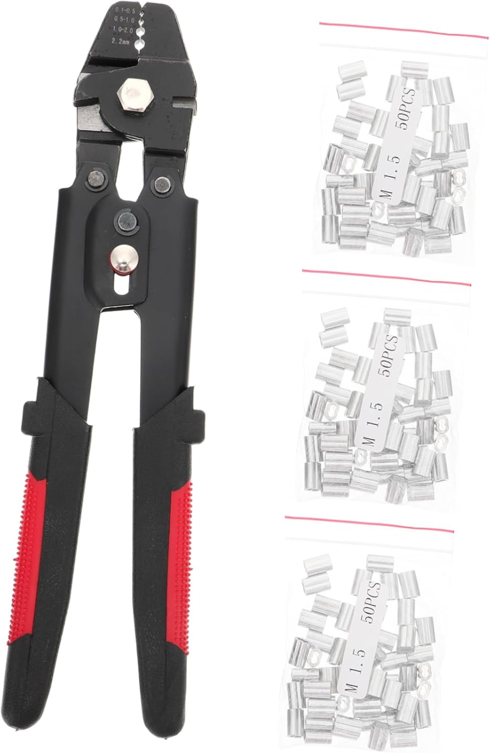 SHINEOFI Drahtseil-presszange Klemmenzange mit Abisolierzange Einziehzange aus Robuster Edelstahl für Crimpwerkzeug Angelzange für Kabel und Drahtseile