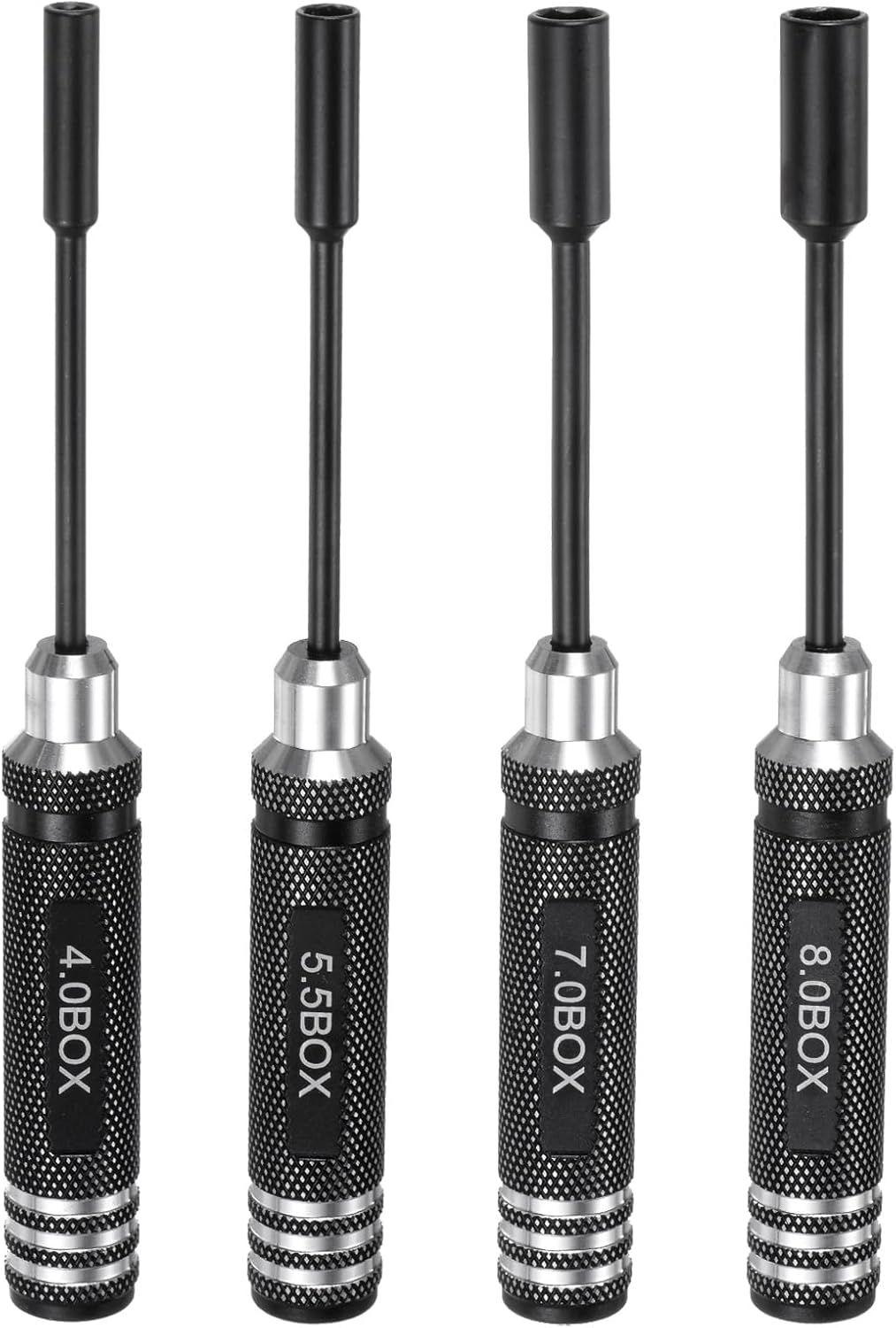 QUARKZMAN Sechskant Schraubendreher Set 4/5.5/7/8mm Schwarz Schwarz-Silber