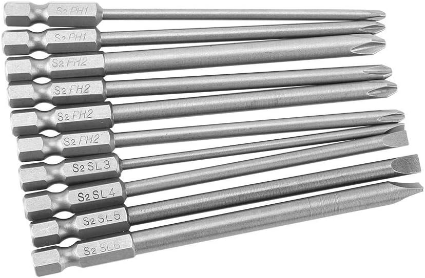 Yosoo Health Gear Professionelles Schraubendreher Bit Set, 10-teilig, Magnetisch, Extra 100mm, 1/4 Zoll Sechskantschaft, Hochwertig Stahl, für Heimwerker und Profis