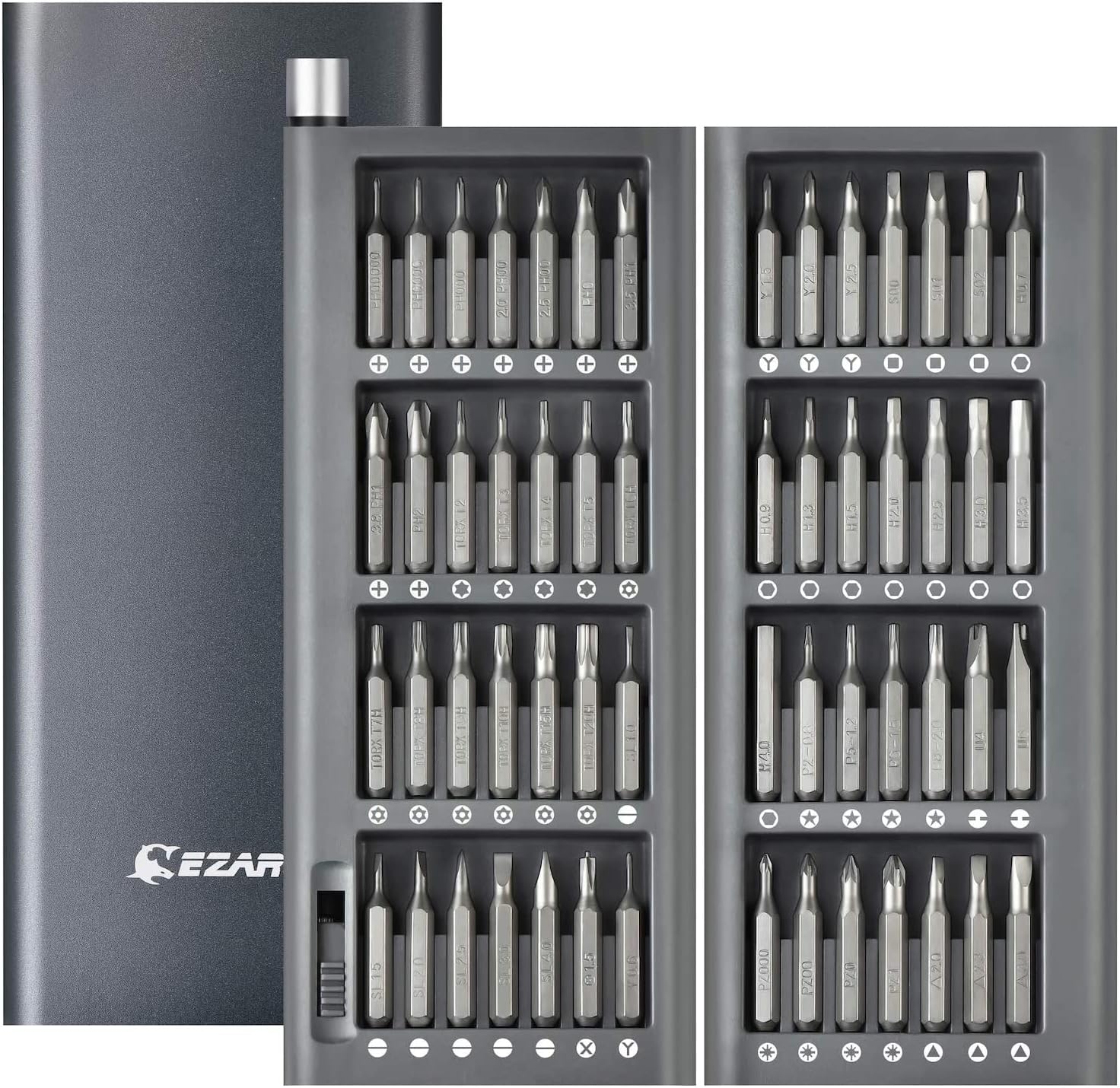 EZARC Präzision Schraubendreher Set, 57 in 1 Magnetische Präzision Reparatie-Tool mit Innovativen Metallgehäuse, Reparatur für Smartphone, PC, Laptop, Brillen, Uhren