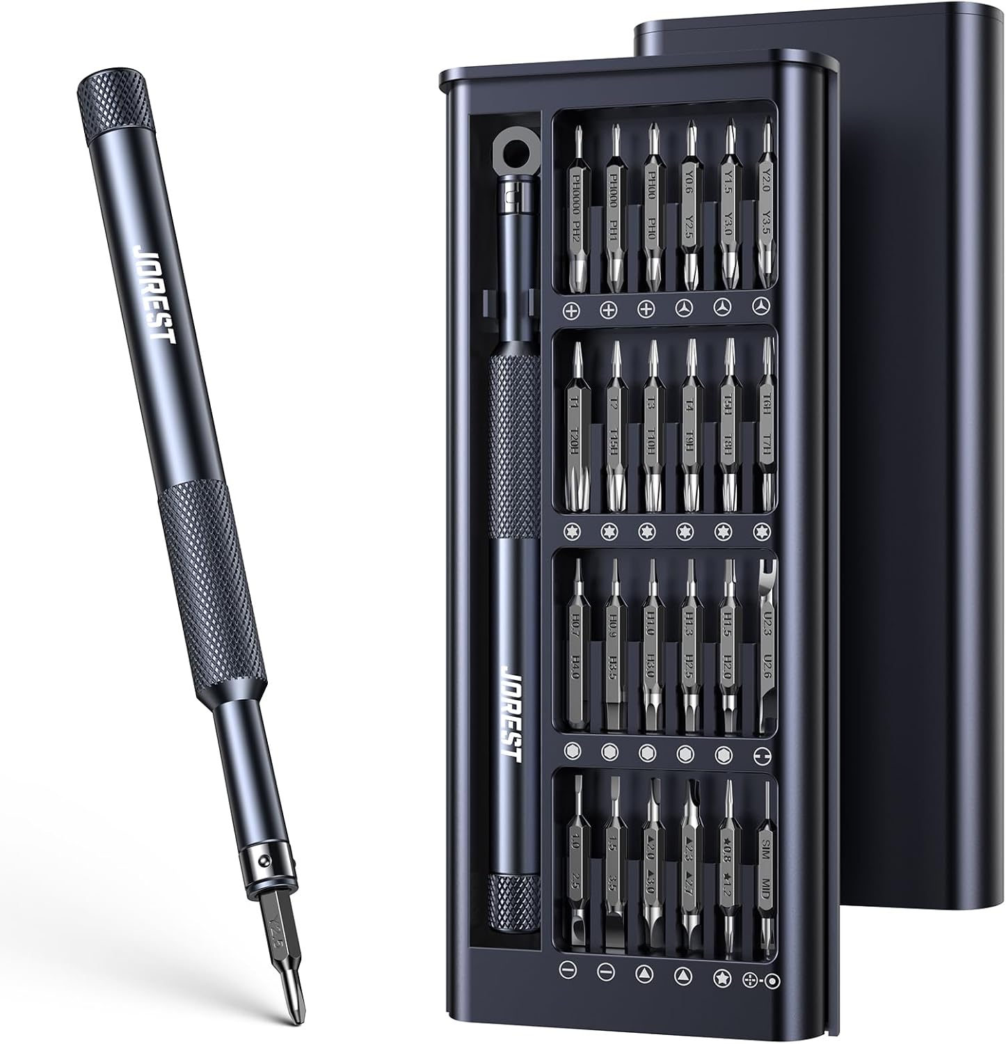 JOREST 25 in 1 Feinmechaniker Schraubendreher Set, Pocket Tragbares Mini Werkzeug mit Torx T5, Reparatur Kit für Macbook, Laptop, PS4, PS5, iphone, Brille, Uhren, Xbox, Bike, Toy usw