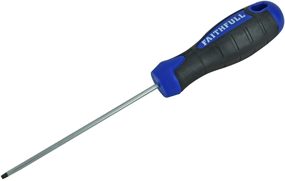Faithfull Flared Screwdriver, Soft-Grip Handle, Chrome Vanadium Steel Blade with Magnetic Tip - 10mm x 300mm