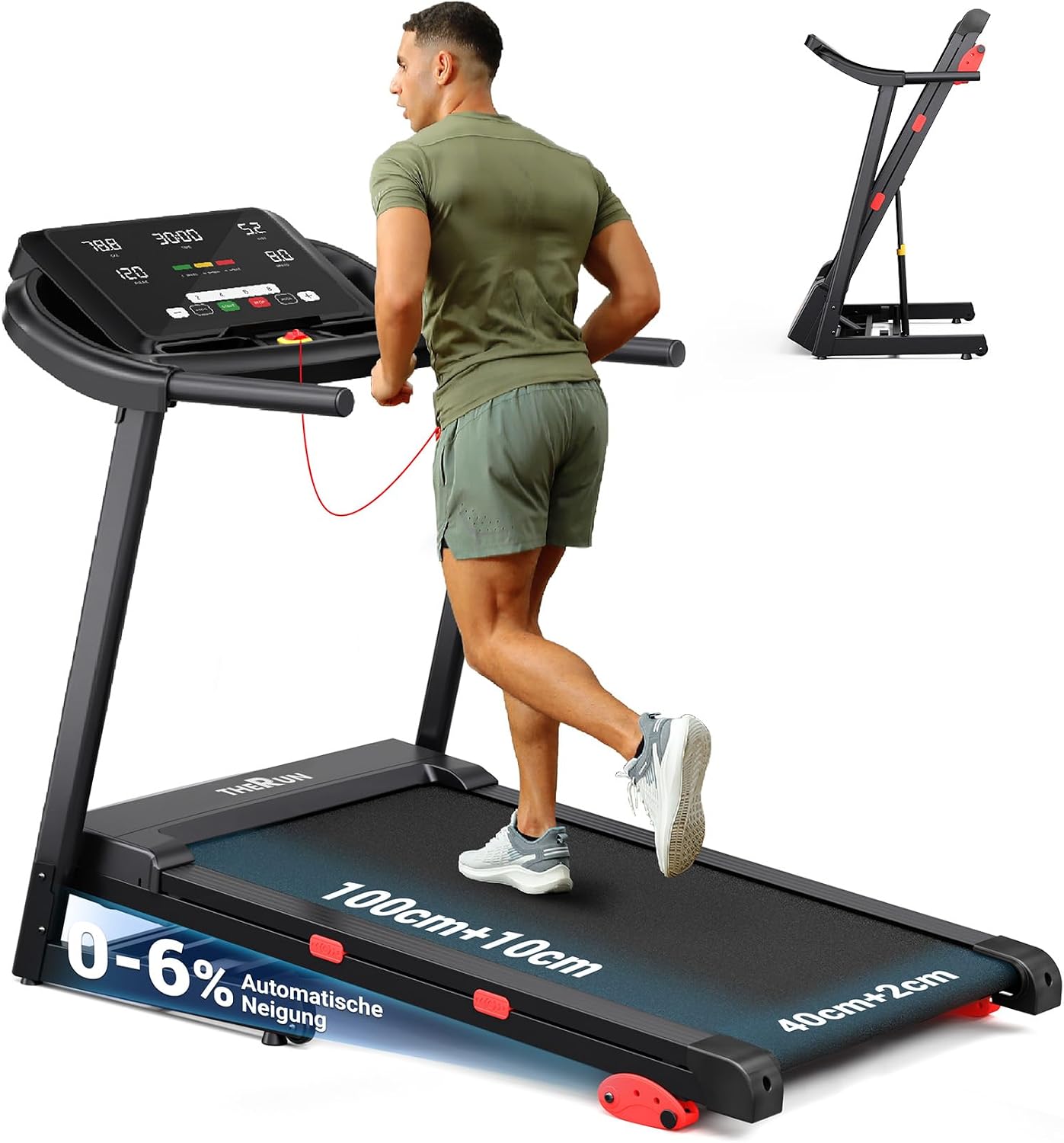 THERUN klappbares Laufband für Zuhause – 3,5 PS, bis 14 km/h