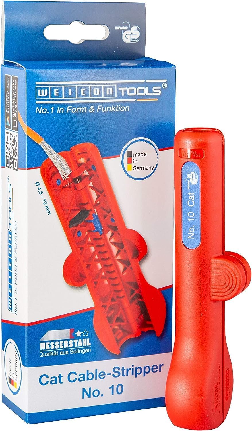 WEICON TOOLS Cat Cable-Stripper No.10, Entmanteler für Datenleitungen Cat 5, 6 & 7, Netzwerkkabel-Abisolierer