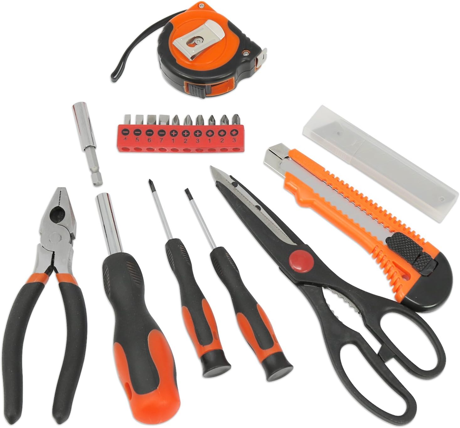 com-four® 19-teiliges Werkzeug Set für Heimwerker mit Steck-Schraubendreher