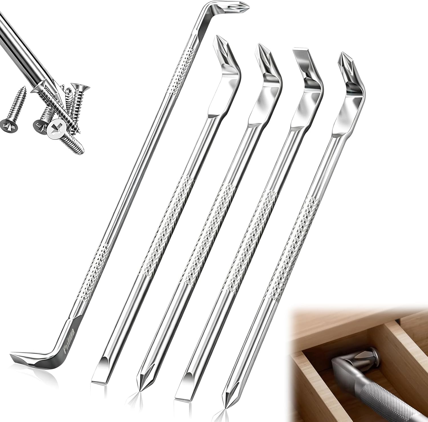 5 Stück 90° Winkelschraubendreher Set, Magnetisch Offset Schraubendreher