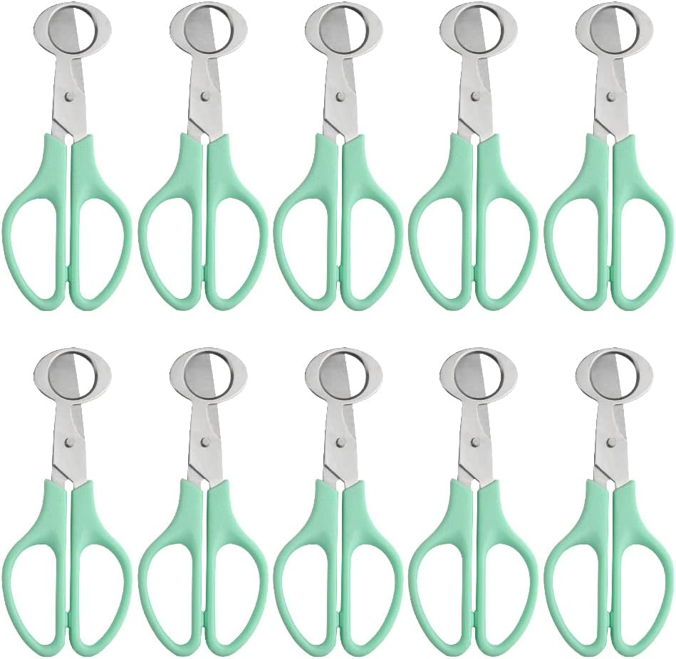 Wachteleierschneider, Edelstahl, Schere, Wachtel- und Taubeneierschneider, Werkzeug, Wachteleierscheren, Öffner, Wachteleier, Knacker für Zuhause, Küche, Schwarz + Blau, 10 Stück