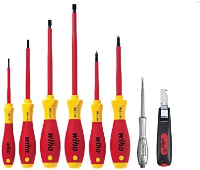Wiha SoftFinish® VDE Schraubendrehersatz, Schlitz/Phillips - Spannungsprüfer - Kabelmesser- 8-tlg. - 29897