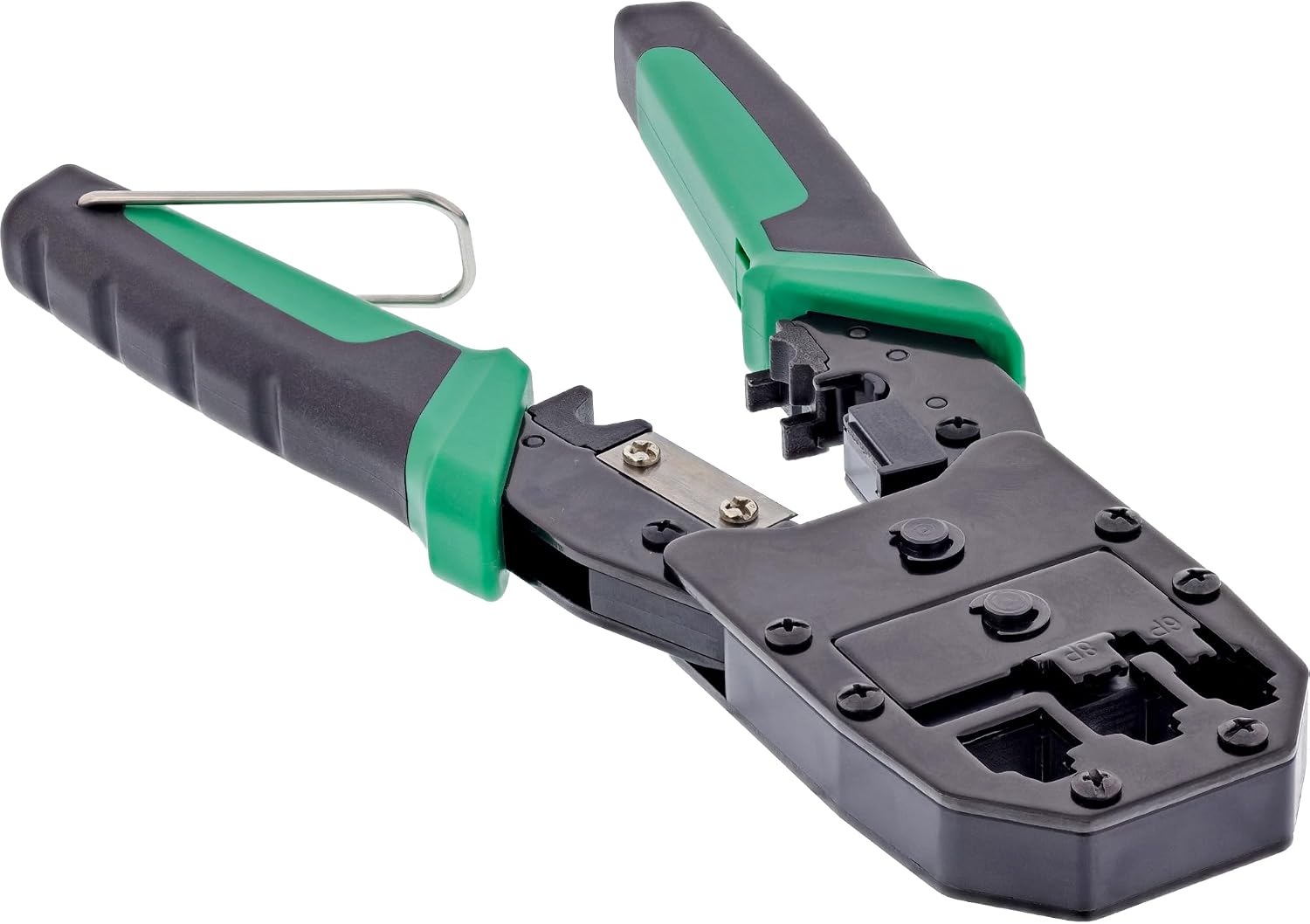 InLine Crimpzange für Netzwerkstecker RJ45 RJ12 RJ11, 3-in-1 Werkzeug zum Schneiden, Abisolieren und Crimpen, kompatibel mit Modularsteckern, 74103B