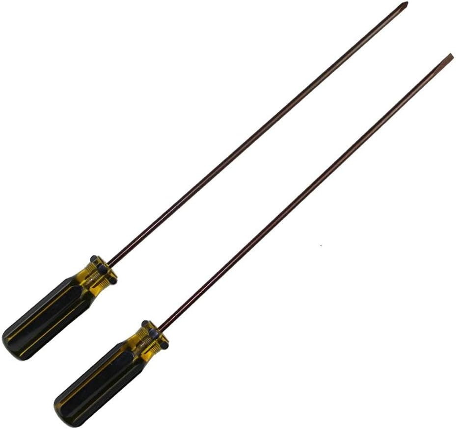 300mm extra langer Kreuzschlitz PH und Flachblatt-Schraubendreher, 2 Packungen 5mm magnetischer Schraubendreher für Nähmaschine, Auto, DIY-Handwerkzeug