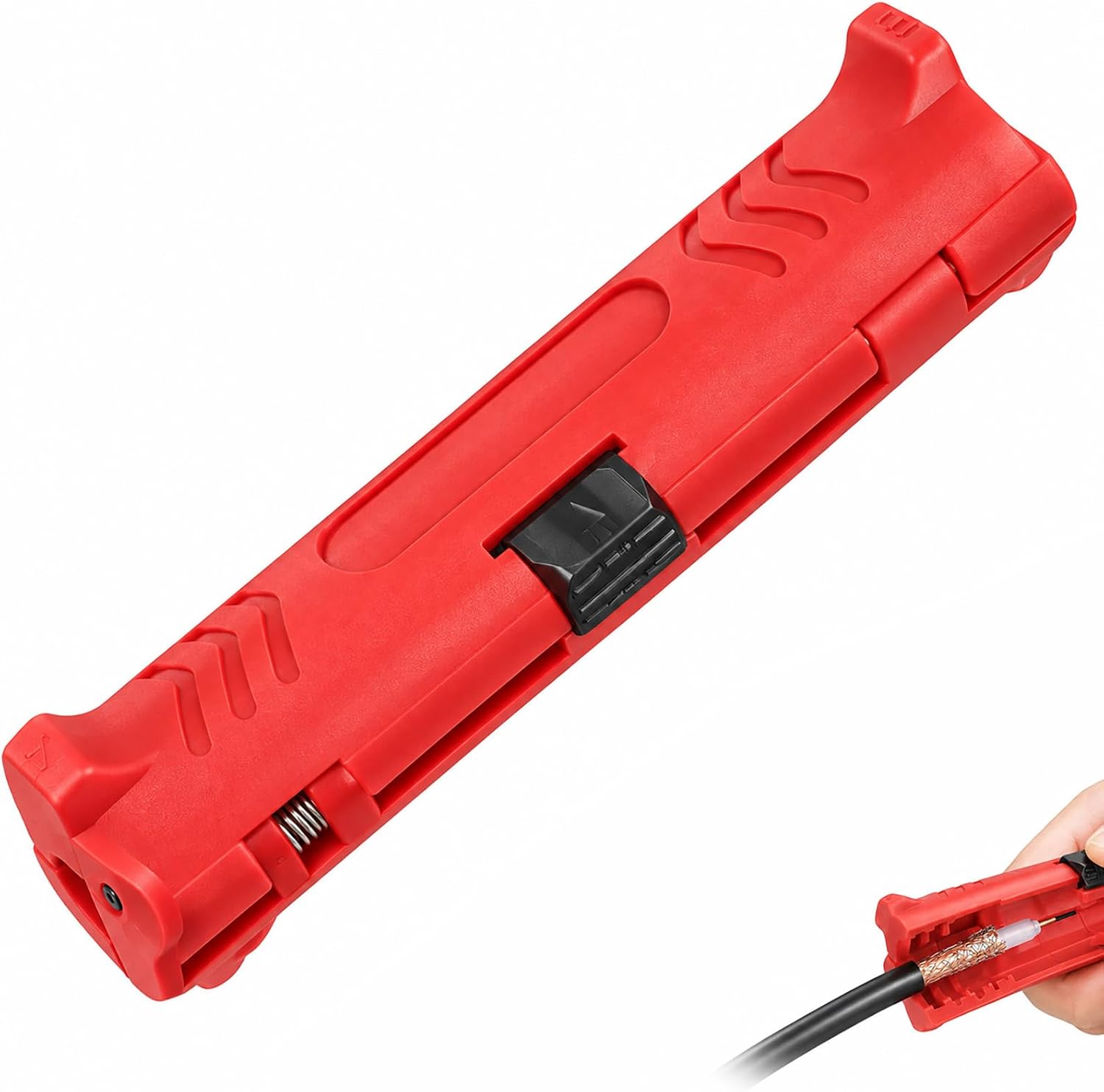 Universeller Kabelabisolierer 2-8mm, Abisolierwerkzeug für Koaxialkabel Sat-Kabel Antennenkabel, ABS Gehäuse & SK5 Klingen, Rot