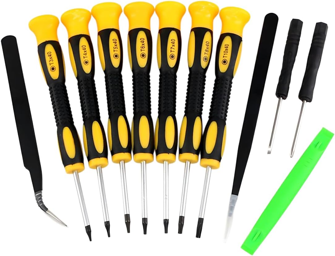 Sylen 12-teiliges Torx-Schraubendreher-Set, T3, T4, T5, T6, T7H, T8H, T10H, Präzisions-Magnet-Torx-Schraubendreher mit Hebelwerkzeug, kompatibel mit PC