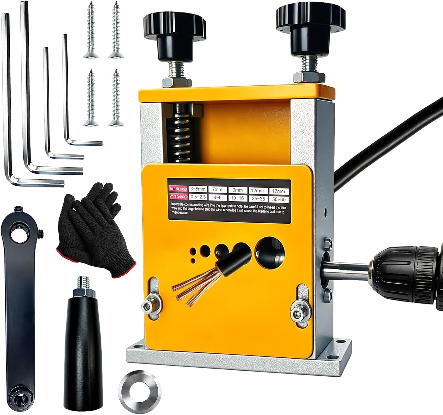 Kabelschälmaschine für 3-17 mm Kabel, Kabelabisoliermaschine mit 6 Kanälen und 5 Klingen Manuelle Kabel Abisolier Maschine Abisolierzange Automatisch Abisolierwerkzeug für Kupferdraht Recycling